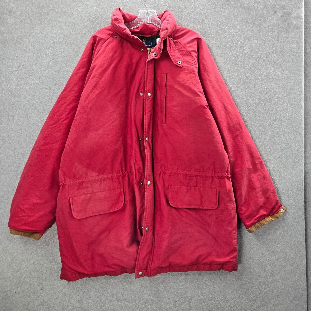 VINTAGE Polo Ralph‎ Lauren Women Jacket Large Red Down Filled Raincoat